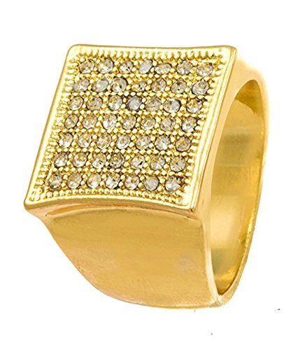 GIFTS INFINITY Men Gold Tone Classic Bling Iced Out Cz Hip Hop Style Ring (12)