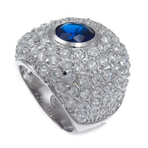 GIFTS INFINITY Rodhium Plated Bling Iced Ocean Blue Synthetic CZ Stone Ladies Ring (6)