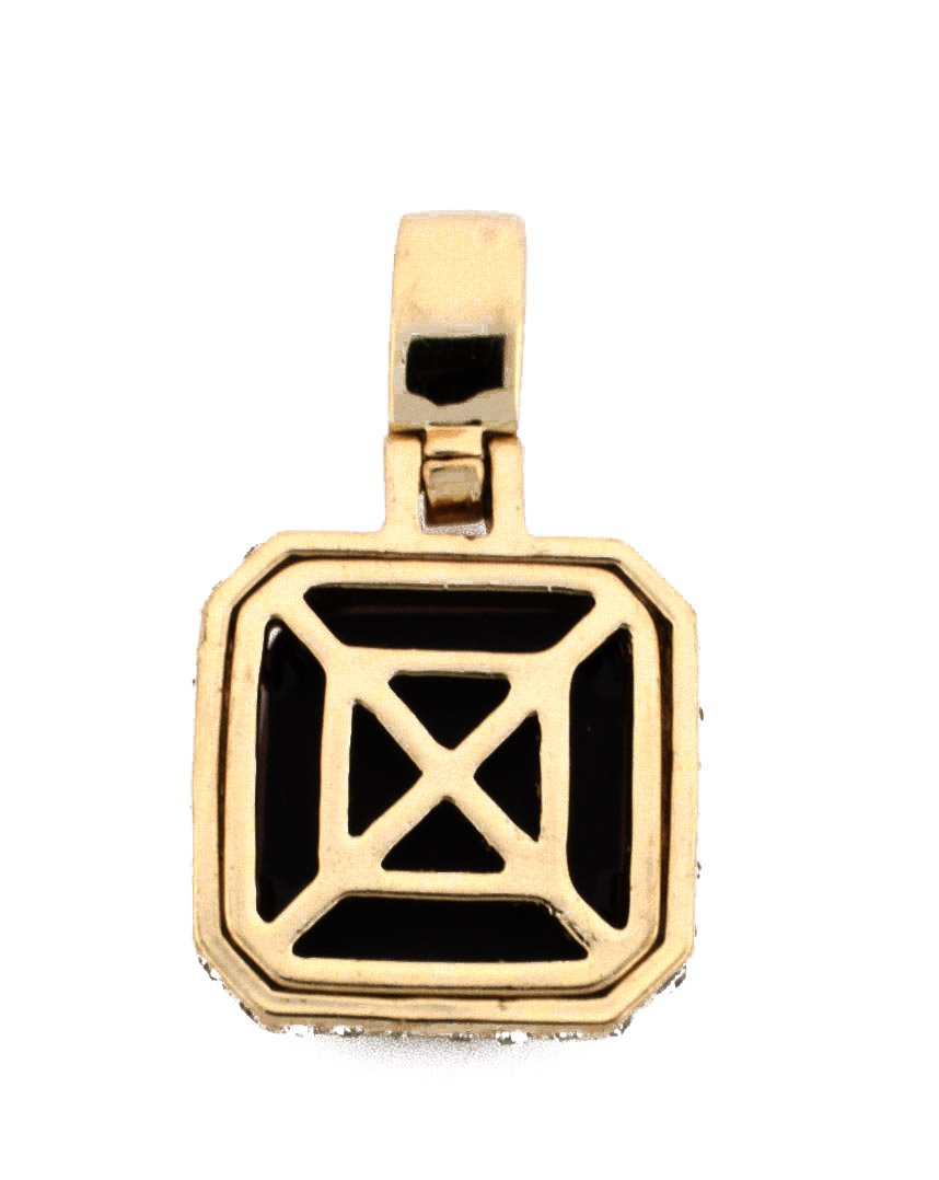 GIFTS INFINITY Gold Tone Synthetic Cz Stone Men Rick Ross Hip Hop Pendant Charm with Free 24" Chain (Red)