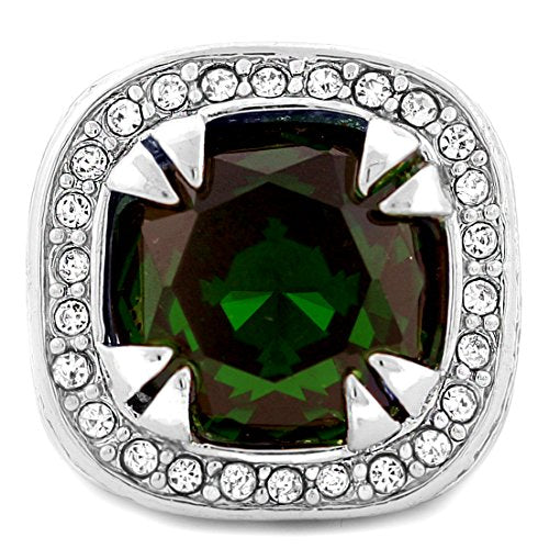 GIFTS INFINITY Silver Tone Synthetic Green Cz Stone Men Rick Ross Hip Hop Style Ring (8)