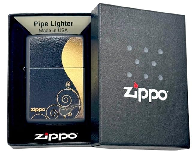 Personalized ZIPPO Classic Pipe Windproof Oil Lighter Engraving (Black Gold)