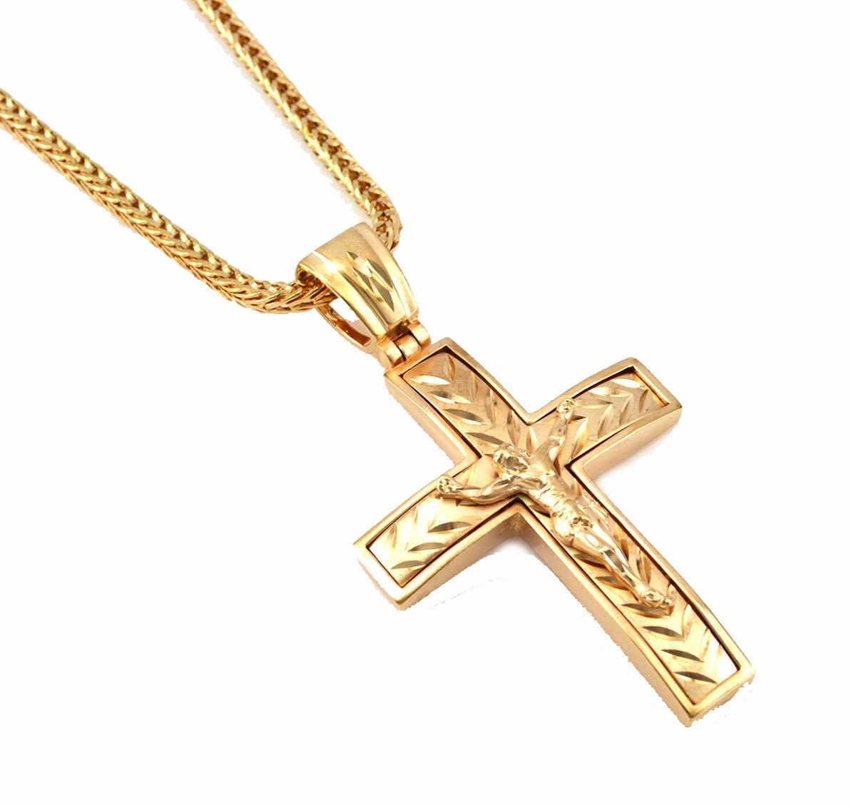 Hip Hop Bling Fashion Gold Tone Crucifix Cross Pendant free 36" Chain