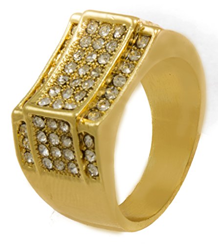 GIFTS INFINITY Men Gold Tone Micro-Pave Horizontal Bling Iced Out Cz Hip Hop Style Ring (8)