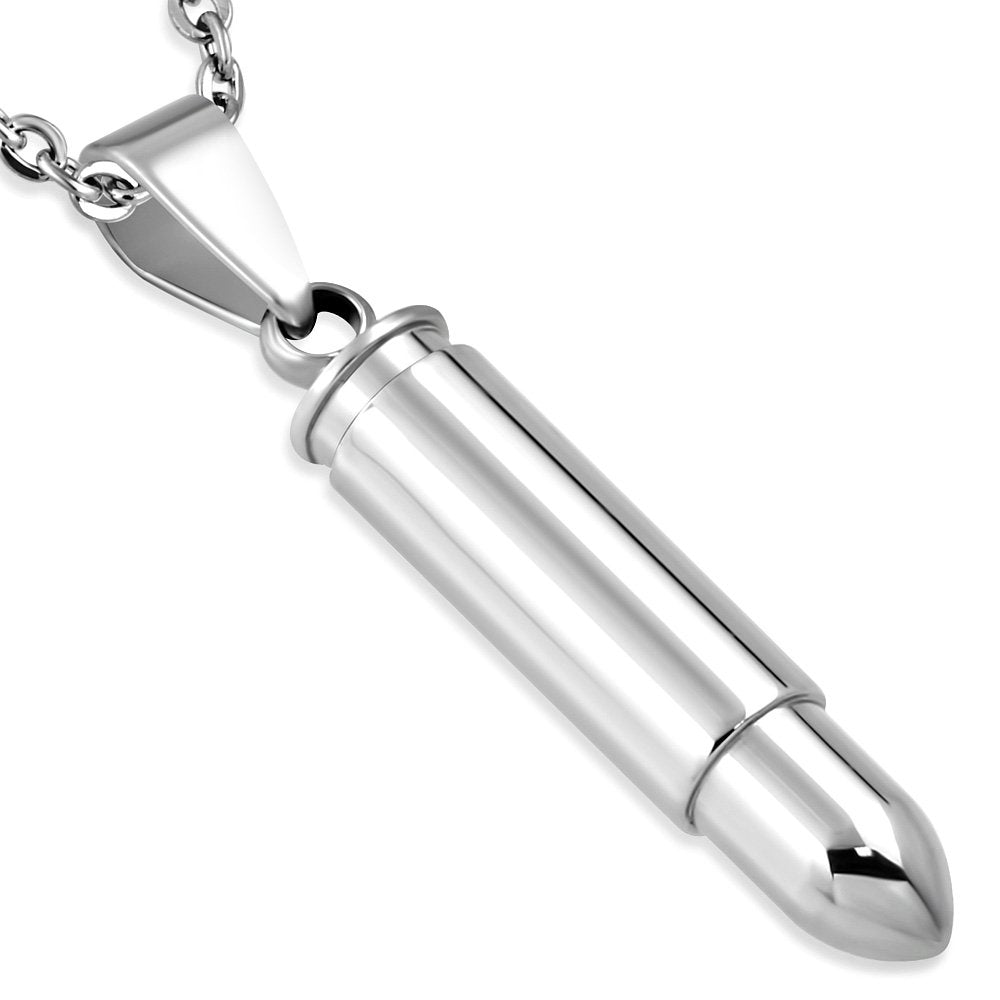 Stainless Steel Engravable Bullet Pendant - SPK152