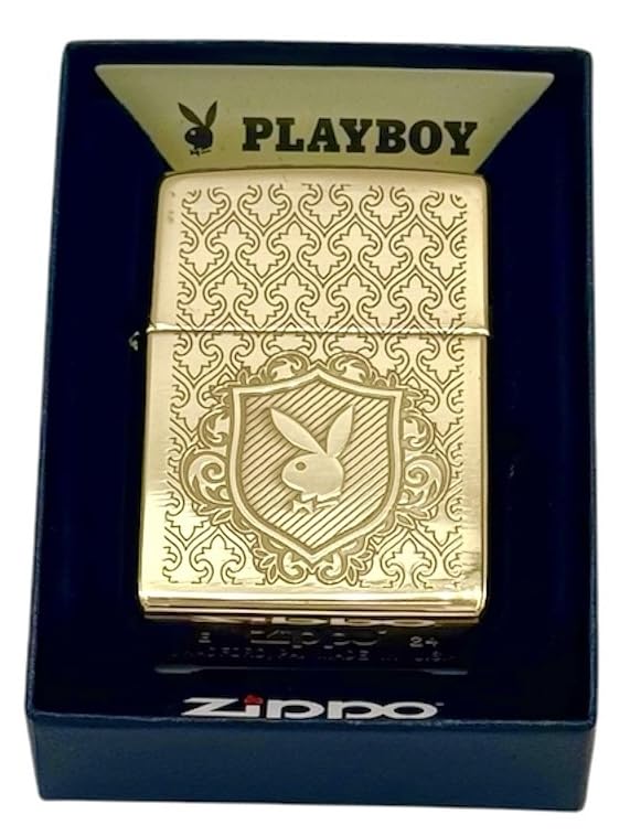 Personalized Zippo Playboy Windproof Lighter Free Engraving - Christmas, Halloween & Valentines Day Gift (Gold)
