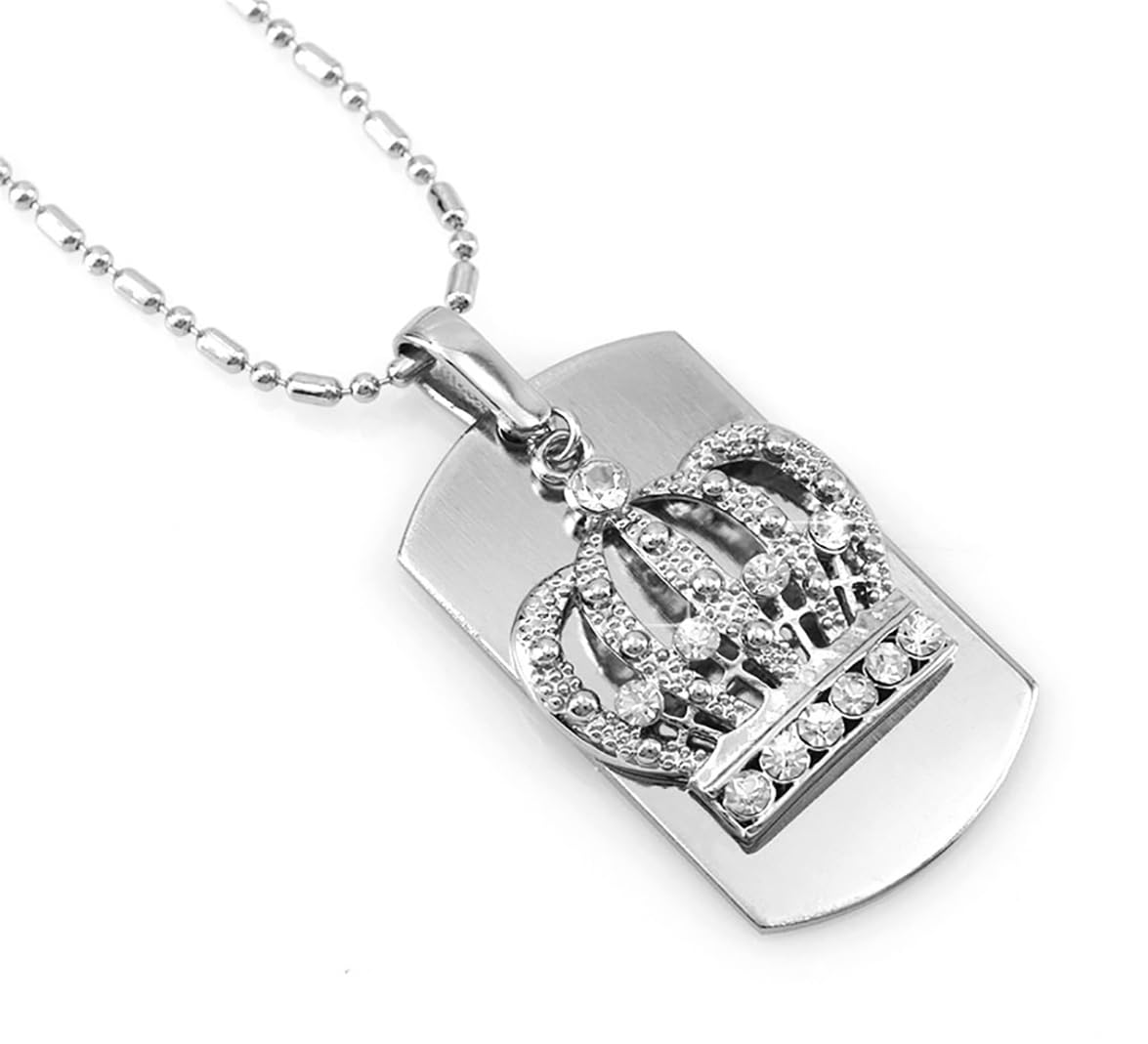 Blingforfun King Crown - Dog Tag Necklace-free Chain