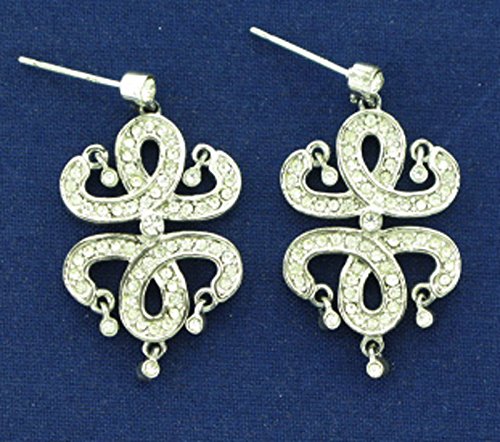 Signature CZ rhinestone Earrings Rodium Plated