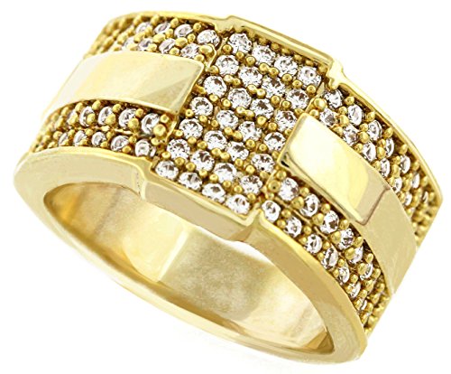 GIFTS INFINITY Men Brass Gold Tone Hip Hop Micro Pave Ice Millionaire Cz Ring (8)