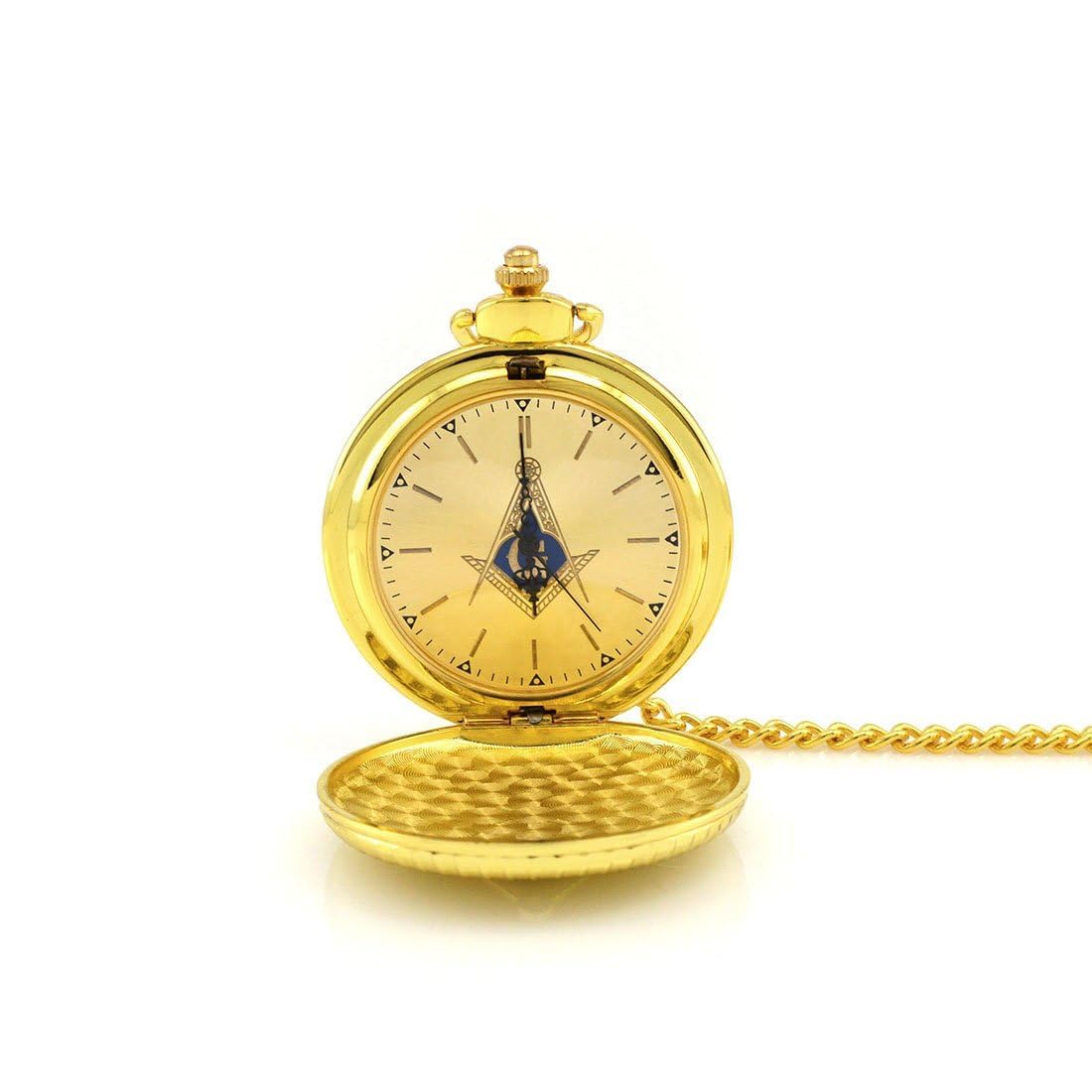 GIFTS INFINITY Classic Gold Tone Masonic Compass & Square Pocket Watch - Stylish Timepiece for Men & Women, Perfect Gift Idea