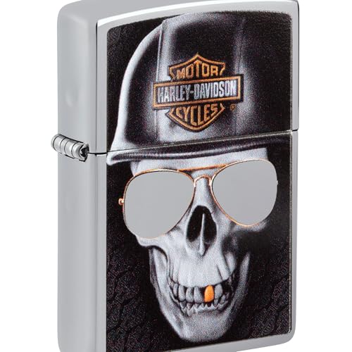 Zippo Harley-Davidson High Polish Chrome Skull Pocket Lighter