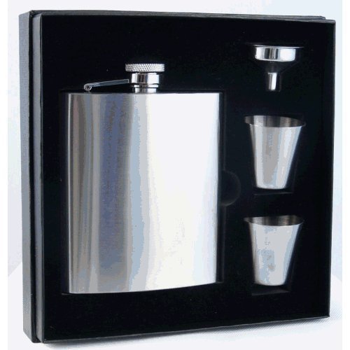 Levon Personalized Set 8oz Stainless Steel Flask, Funnel and Shot Glass Groomsman Gift - Engraved