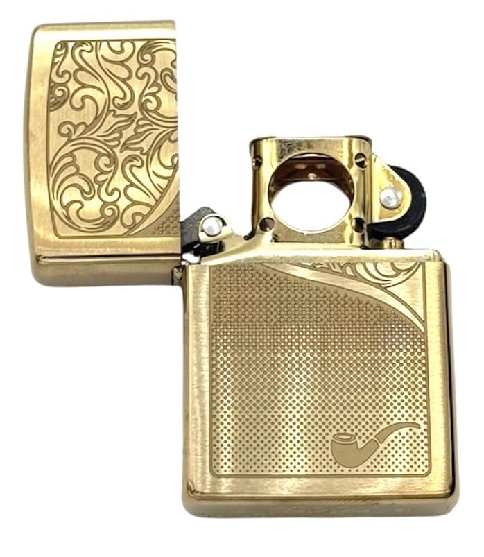 Personalized ZIPPO Classic Pipe Windproof Oil Lighter Engraving (Gold Eng)