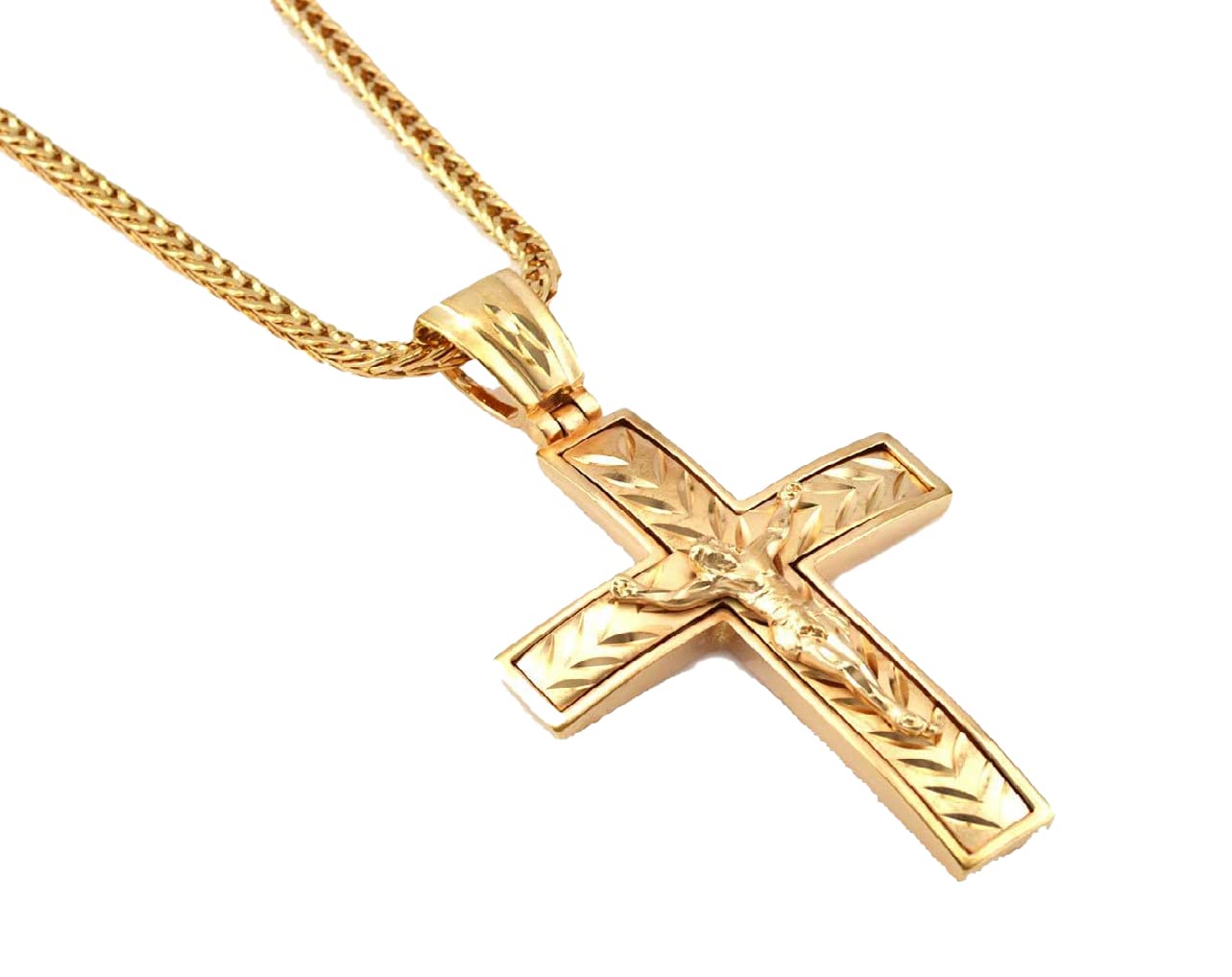 Hip Hop Bling Fashion Gold Tone Crucifix Cross Pendant free 36" Chain