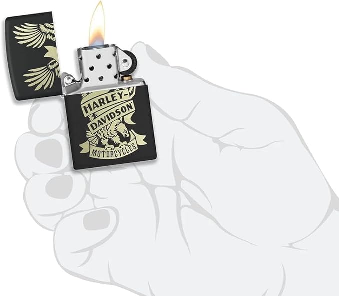 Personalized Zippo Lighter Black Matt Retro- Inspired Harley Davidson 49826