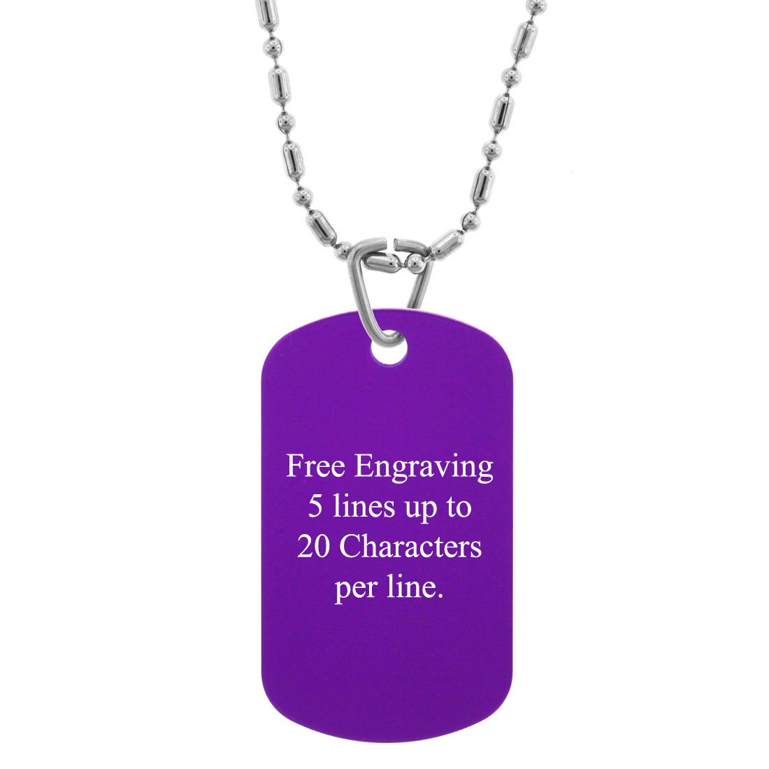 Gifts Infinity® Custom Engraved Personalized Medical Alert ID Dog Tag, Pendants, Necklace (Purple)