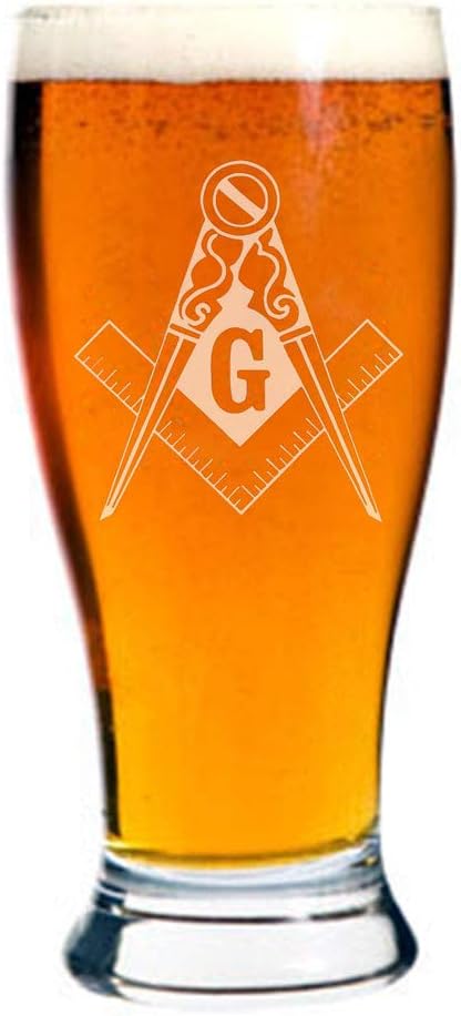 GIFTS INFINITY Freemason, Mason Square & Compass 16oz Pilsner Beer Glass