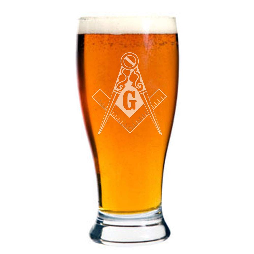 GIFTS INFINITY Freemason, Mason Square & Compass 16oz Pilsner Beer Glass