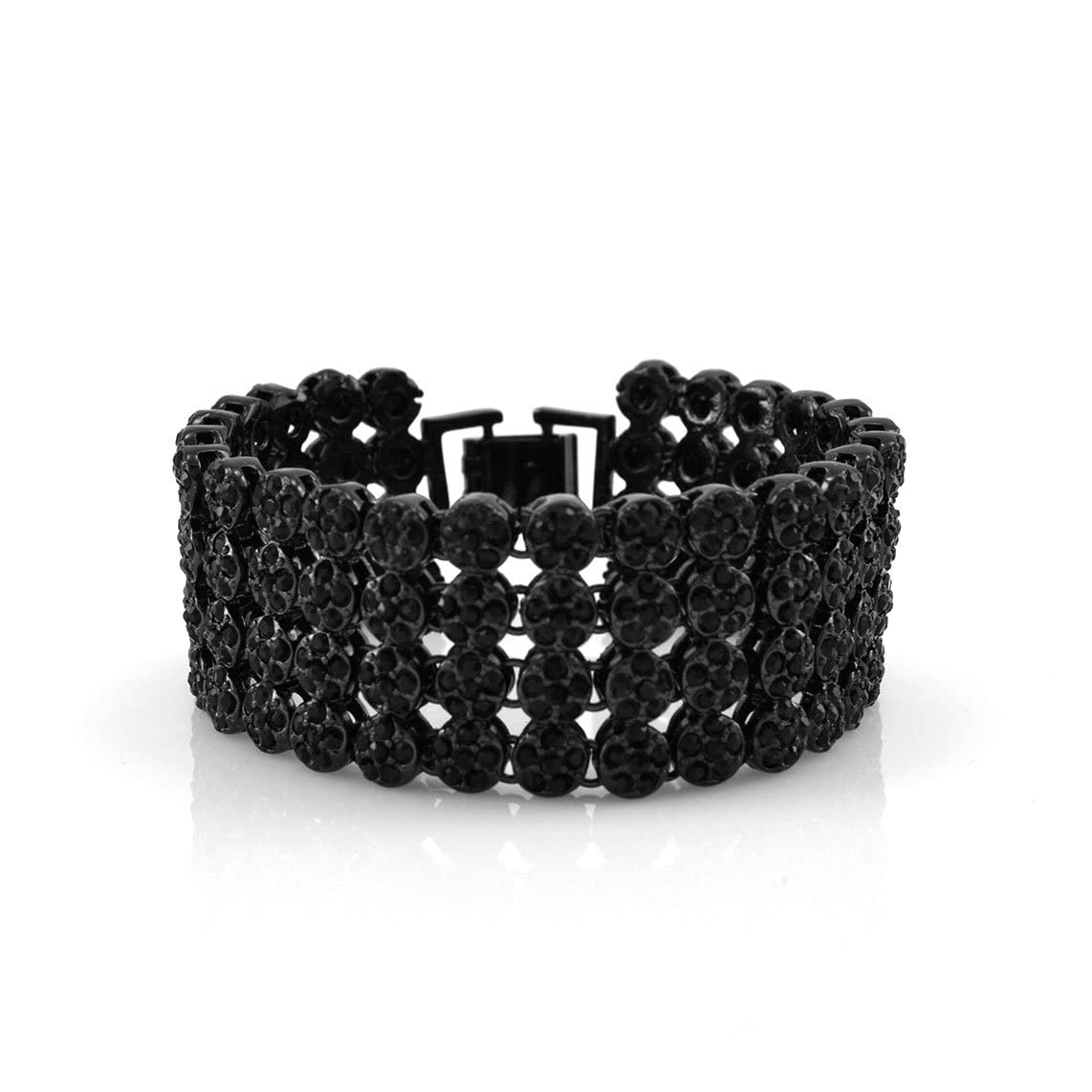 GIFTS INFINITY High Roller Hip-Hop Ion Black Tone Bling Iced Bracelet Covered with CZ