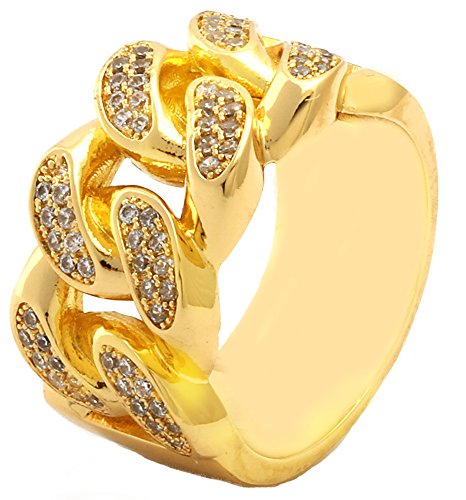 GIFTS INFINITY Mens Gold Tone Full Metal Curb Chain Ring (10)