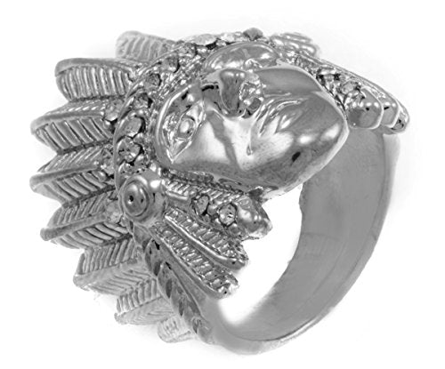 GIFTS INFINITY Men Silver Tone Indian Chief Hip Hop Style Ring (7)