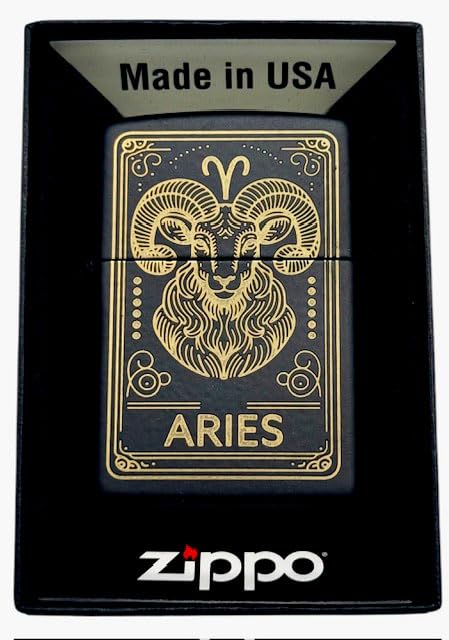 Zippo Lighter - Personalized Custom Message Engraved on Backside Zodiac, Horoscope Signs   (Aries)