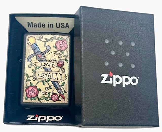 Personalized Zippo Elegant Heart Love Loyalty Design Classic Oil Windproof Lighter Free Engraving (Black Matt)