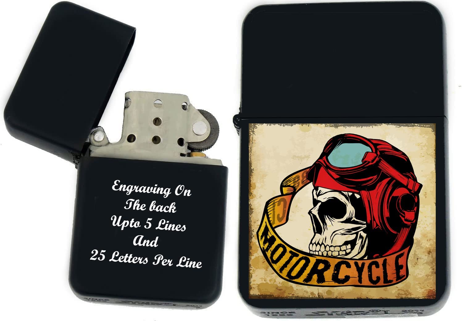 GIFTS INFINITY-Personalized Bikers Motor Cycle Speed Racers Lighters–Black Matt(MC-11)