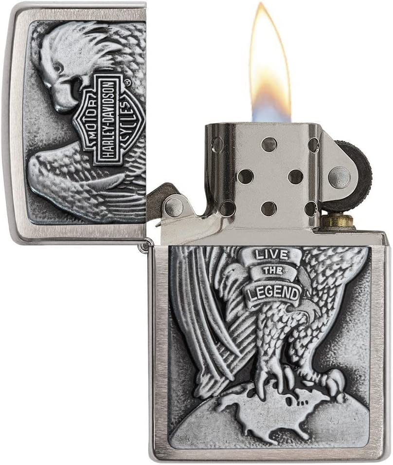 Zippo - Personalized Lighter 200HD.H231-035 Harley-Davidson Eagle - Silver, Pack 1