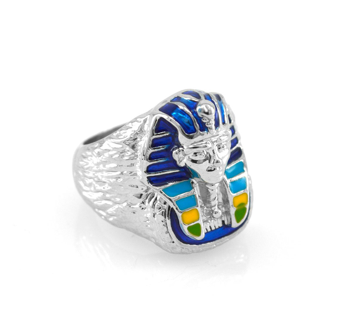 Hip-Hop Silver Tone King Tut Pharaoh Ring size 8