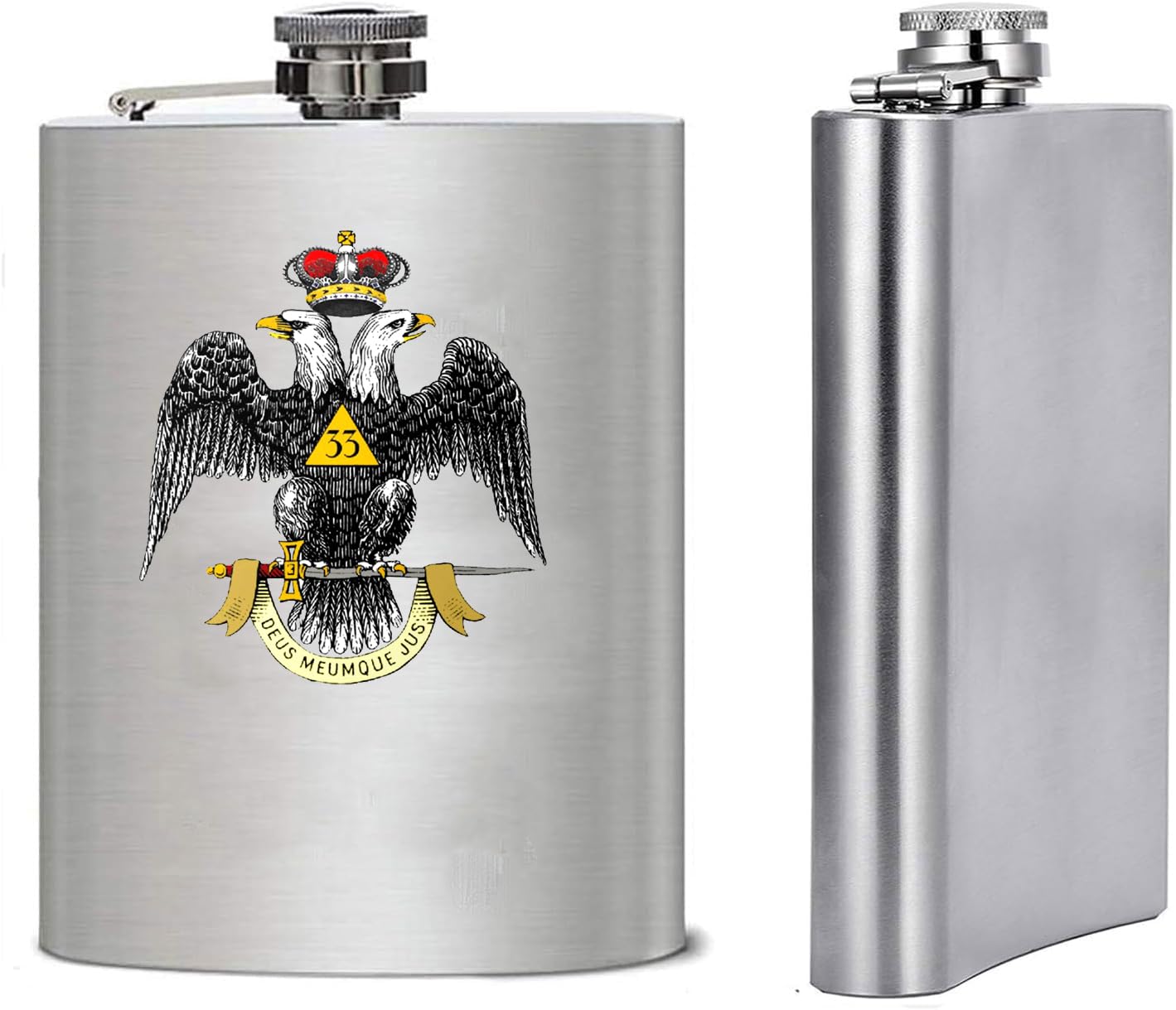 Gifts Infinity 8oz Satinless Steel Flask Masonic Regalia, OES Past Matron, Shriner, 32nd & 33rd Degree Scottish Rite, Past-Master (33rd Degree Scottish Rite)