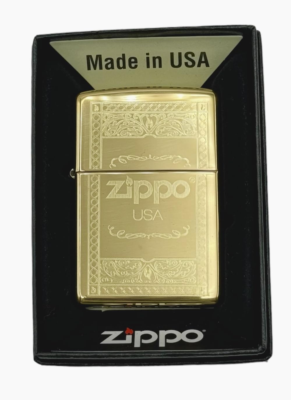 Personalized Zippo Lighter Classic High Polish Gold Zippo USA - Engraving