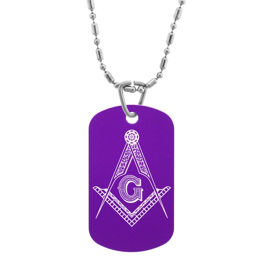 Gifts Infinity® New Freeman Masonic Mason G Engraved Dog Tags/GI Tag Necklace Pendant (Purple)