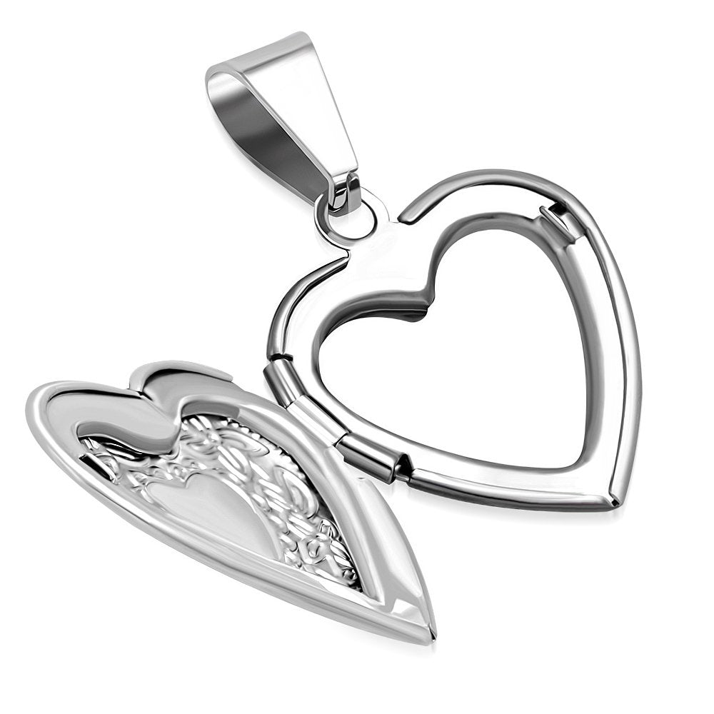 GIFTS INFINITY Stainless Steel Vine Love Heart Photo Fame Locket Pendant (VPP500)