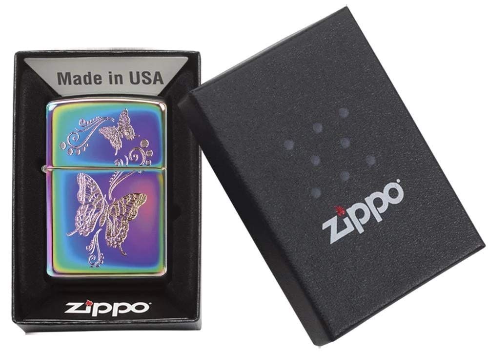 Personalized Wings of Destiny Rainbow Spectrum Butterfly Zippo Lighter - Free Engraving