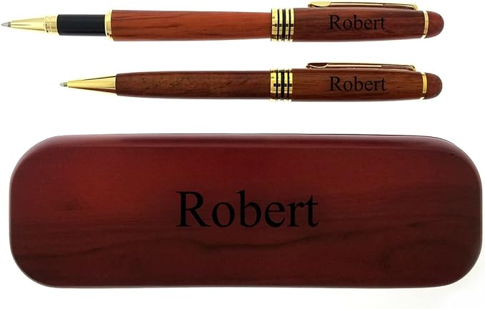 Gifts Infinity® Rosewood Engraved/Personalized Pens and Letter Opener Set Free Engraving (2 P/P Pen Set, Rose Wood)