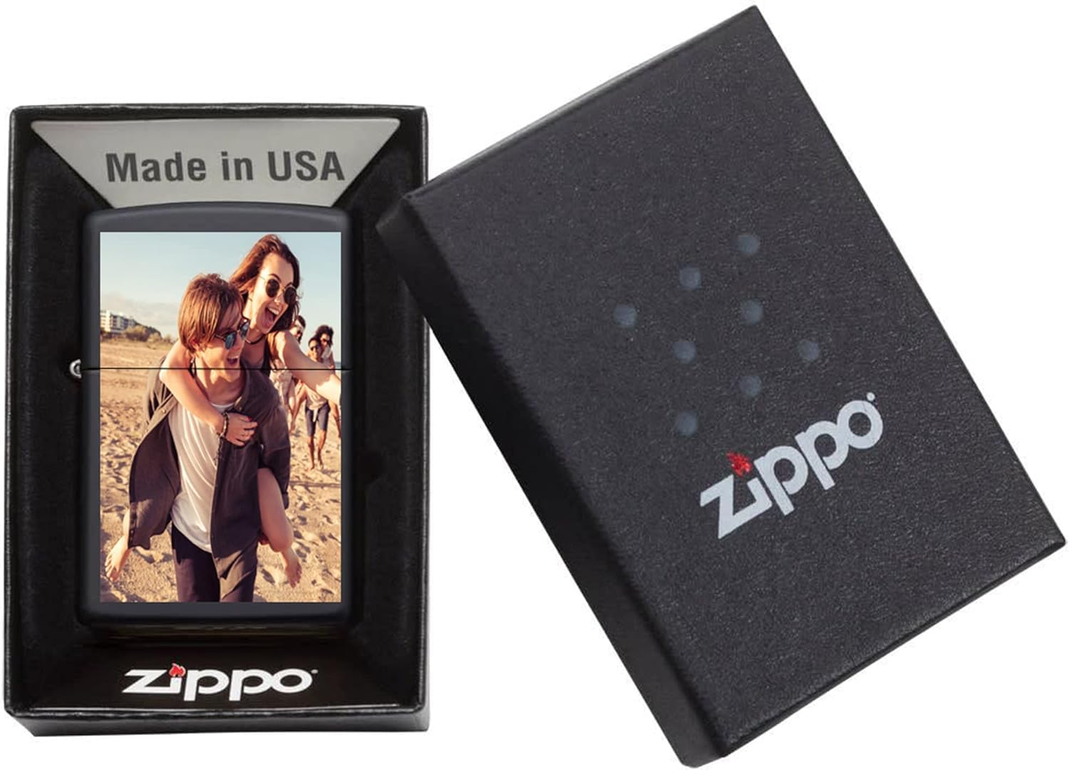 Custom Personalized Zippo Lighter Photo Or Logo Classic Matte Black Lighter Groomsmen, Wedding, Anniversary, Birthday, Gift Free Engraving