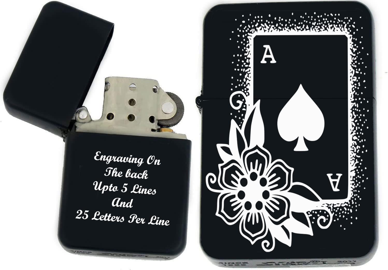 GIFTS INFINITY-Lighters-Gambling, Slot Machine, Skull, Four Aces Cards-Black Matt(CD-24)