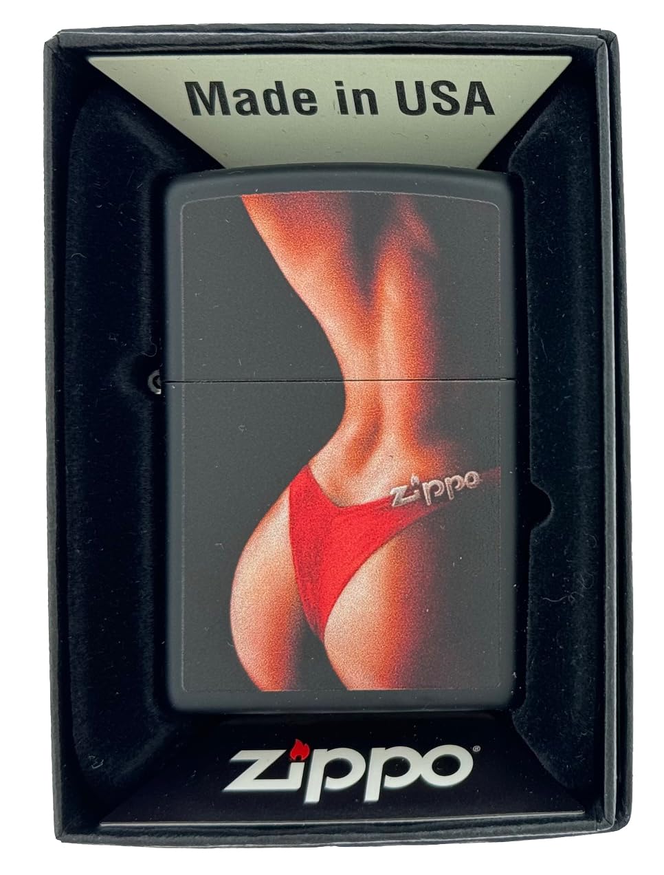 Personalized Zippo Red Girl Black Matte Lighter - Engraving (TR Girl)