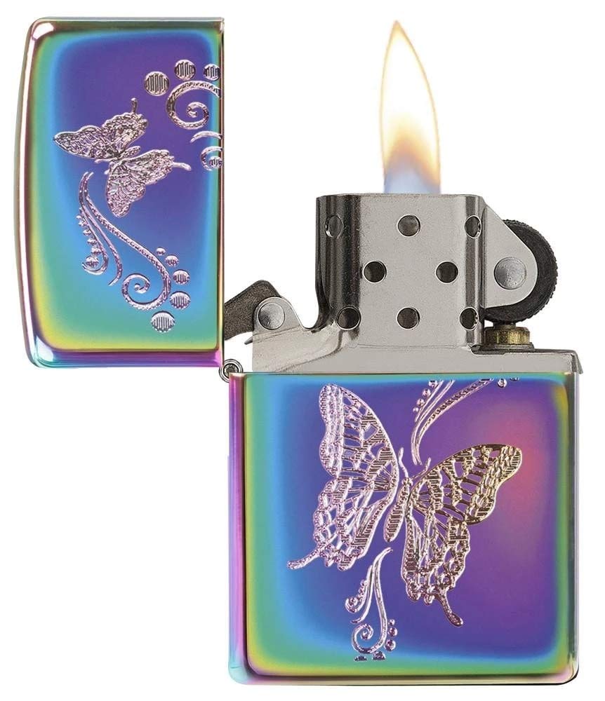 Personalized Wings of Destiny Rainbow Spectrum Butterfly Zippo Lighter - Free Engraving