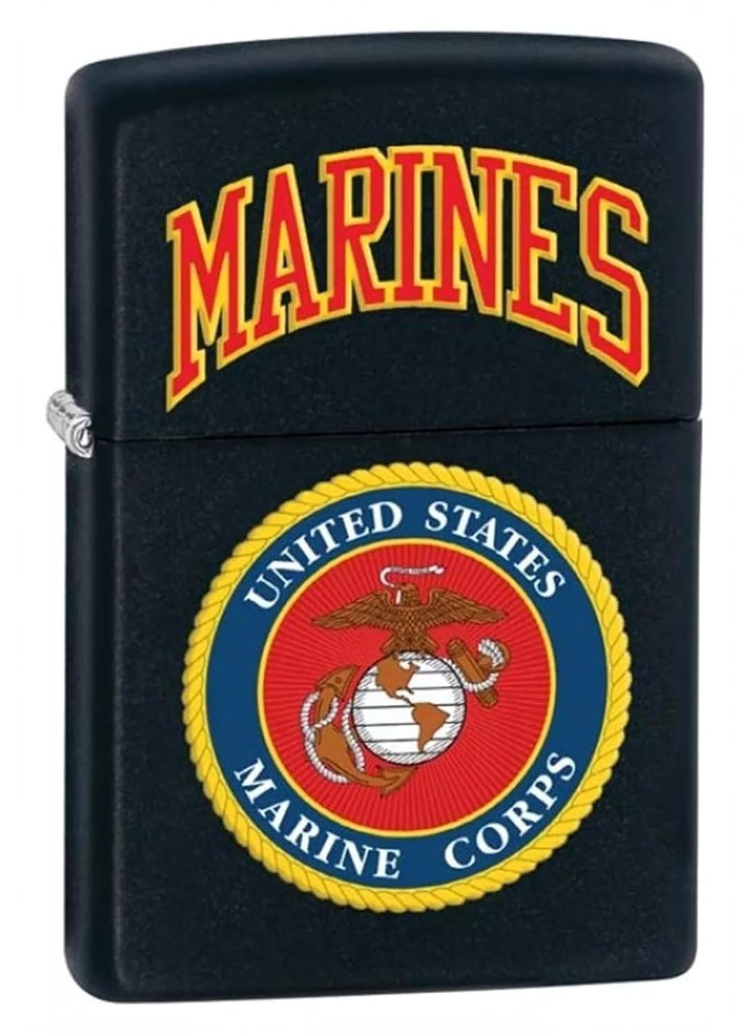 Personalized Zippo Lighter U.S. Marine Corps. Chrome - Free Engraving (US Marines Matt Black)