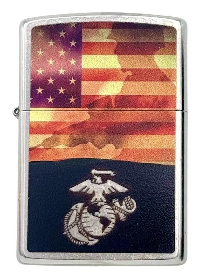 Custom Personalized Zippo U.S. Marine Corps Classic Windproof lighters - Free Engraving - Christmas, Halloween & Valentines Day Gift (Brush OG)
