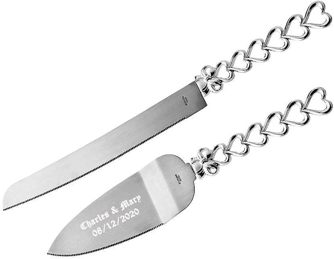 GIFTS INFINITY - Personalized Heart Shape Handle Cake Knife, Server Set Free Engraving
