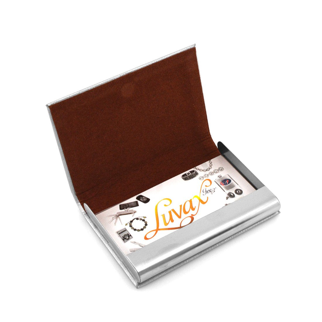 BC-21 Personalized Quality Pu Leather Business Card Holder - Free Engraving - Free Engraving (Silver)