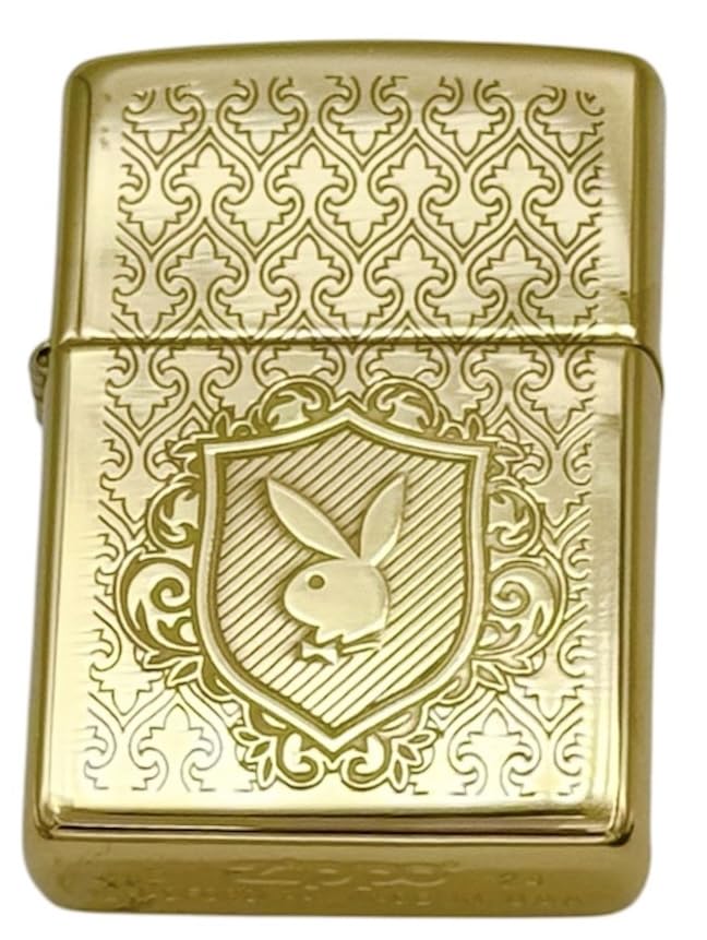 Personalized Zippo Playboy Windproof Lighter Free Engraving - Christmas, Halloween & Valentines Day Gift (Gold)