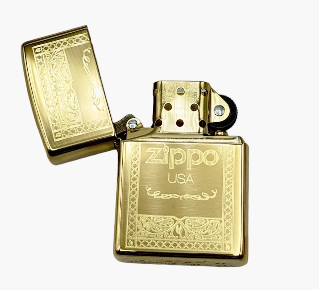 Personalized Zippo Lighter Classic High Polish Gold Zippo USA - Engraving