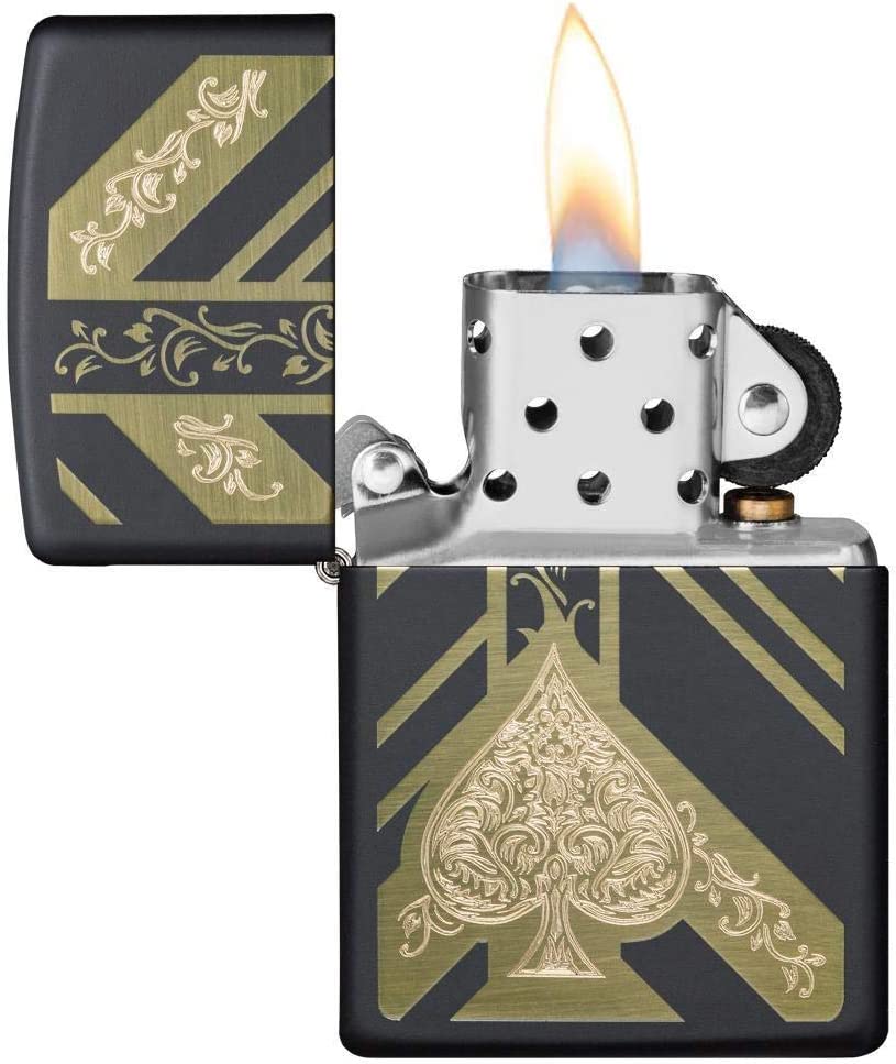 Zippo - Personalized Ace of Spades Matte Black Windproof Lighter - 1 Pack