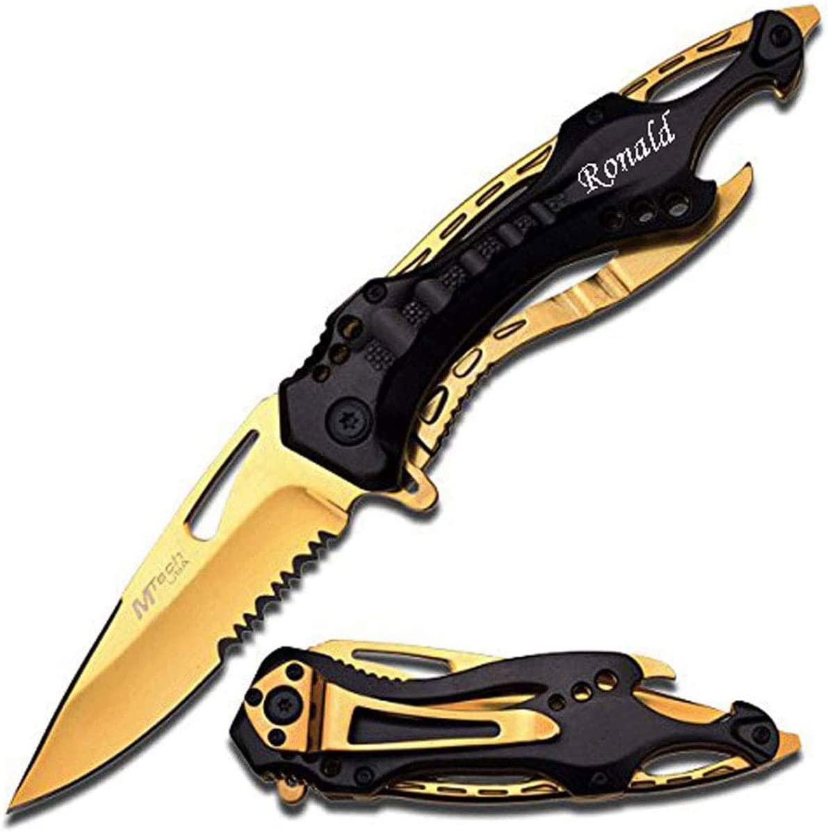 GIFTS INFINITY - 4.5" Closed Blue Steel Personalized Laser Engraved Pocket Knife