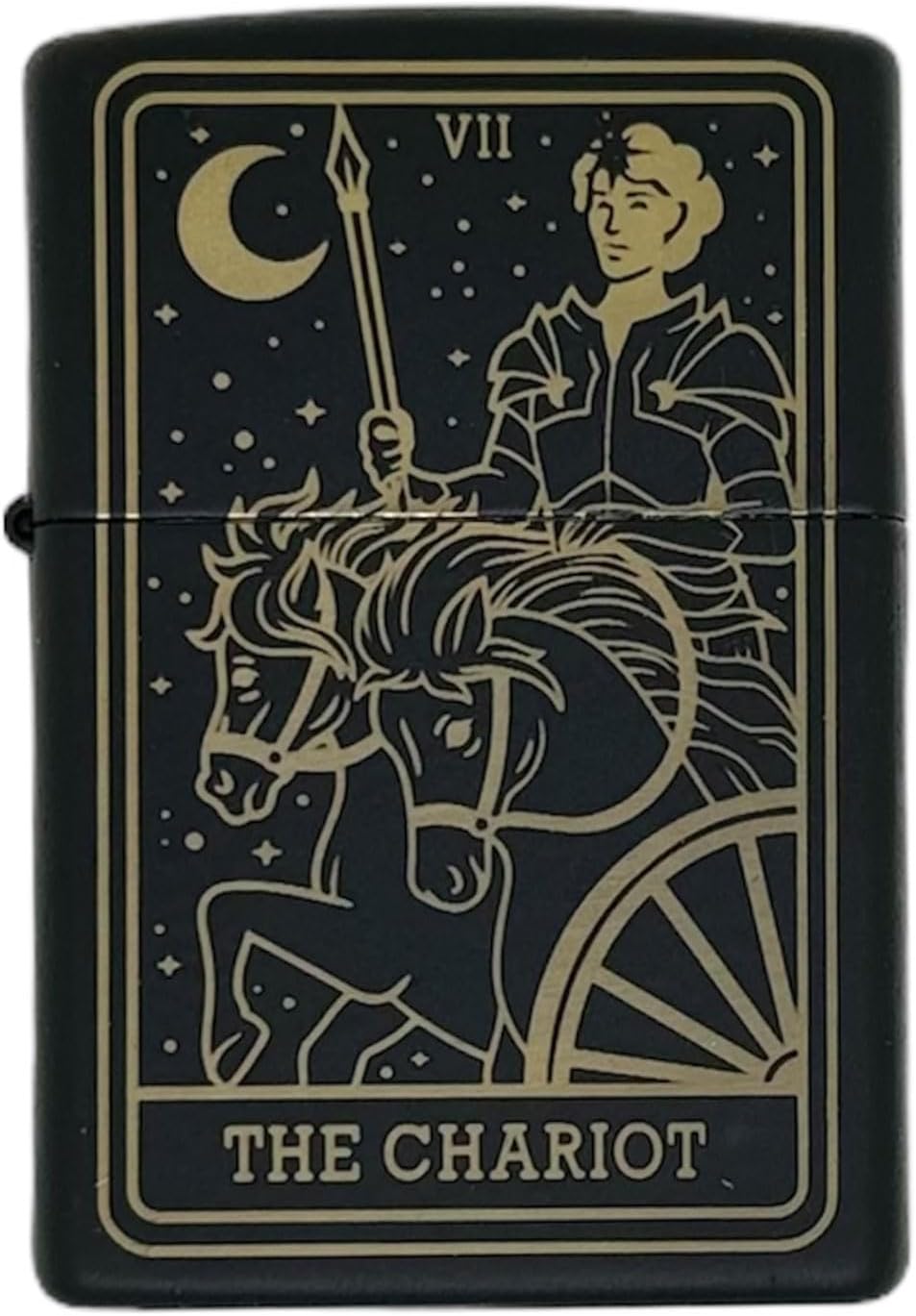 23 Custom Tarot Card - Major Arcana Cards Laser Engraved Zippo Black Matt Windproof Lighters! (The Chariot)