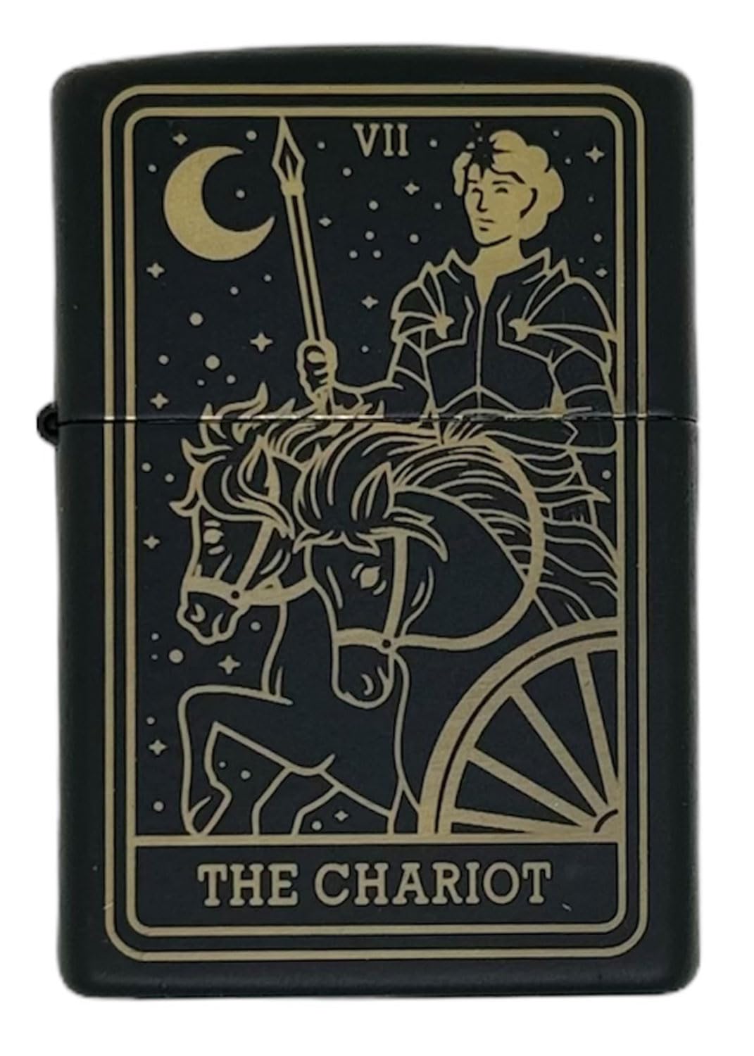 23 Custom Tarot Card - Major Arcana Cards Laser Engraved Zippo Black Matt Windproof Lighters! (The Chariot)