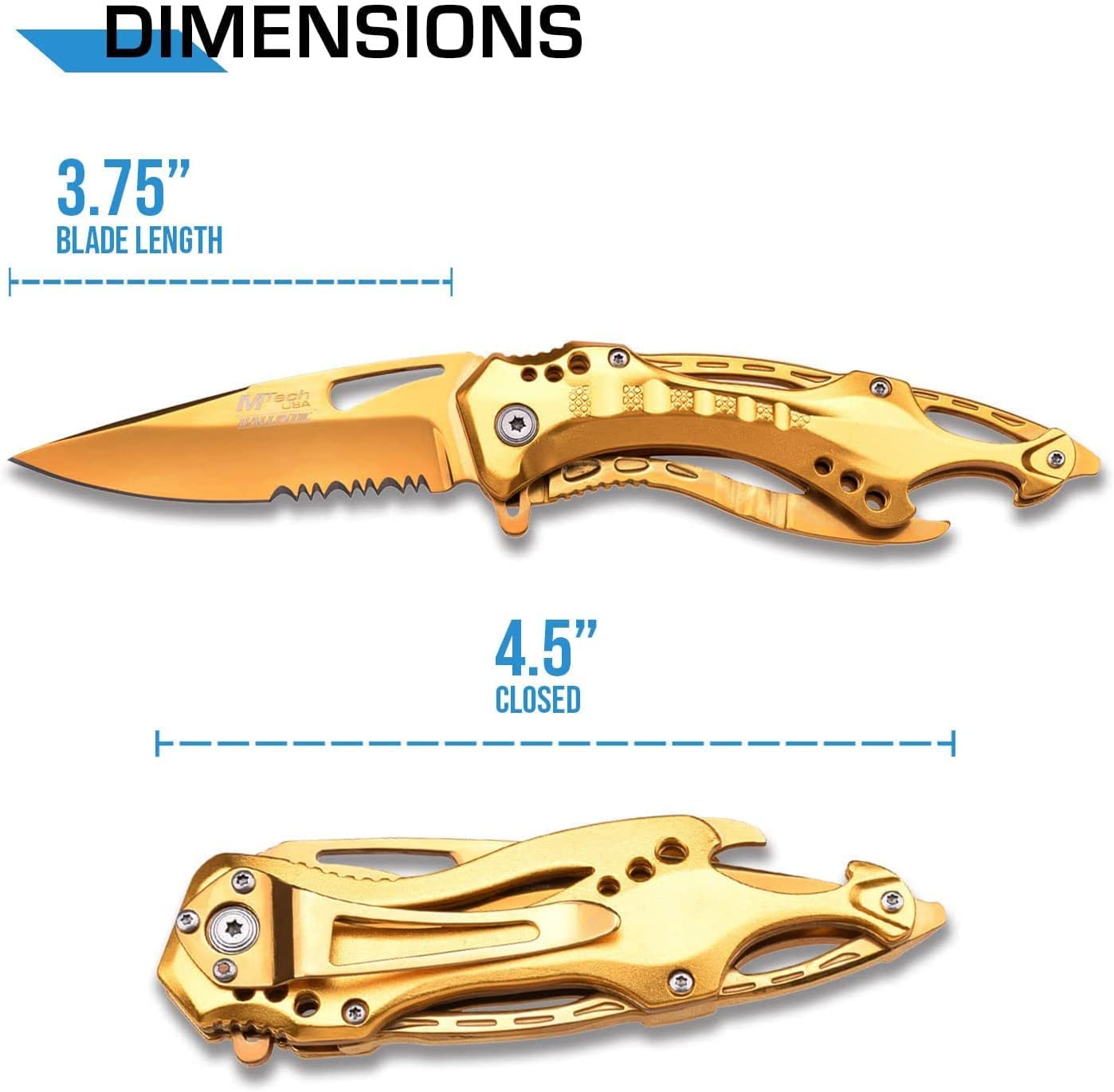 GIFTS INFINITY - Personalized Blue Steel Laser Engraved Pocket Knife - Gold, Pack 1